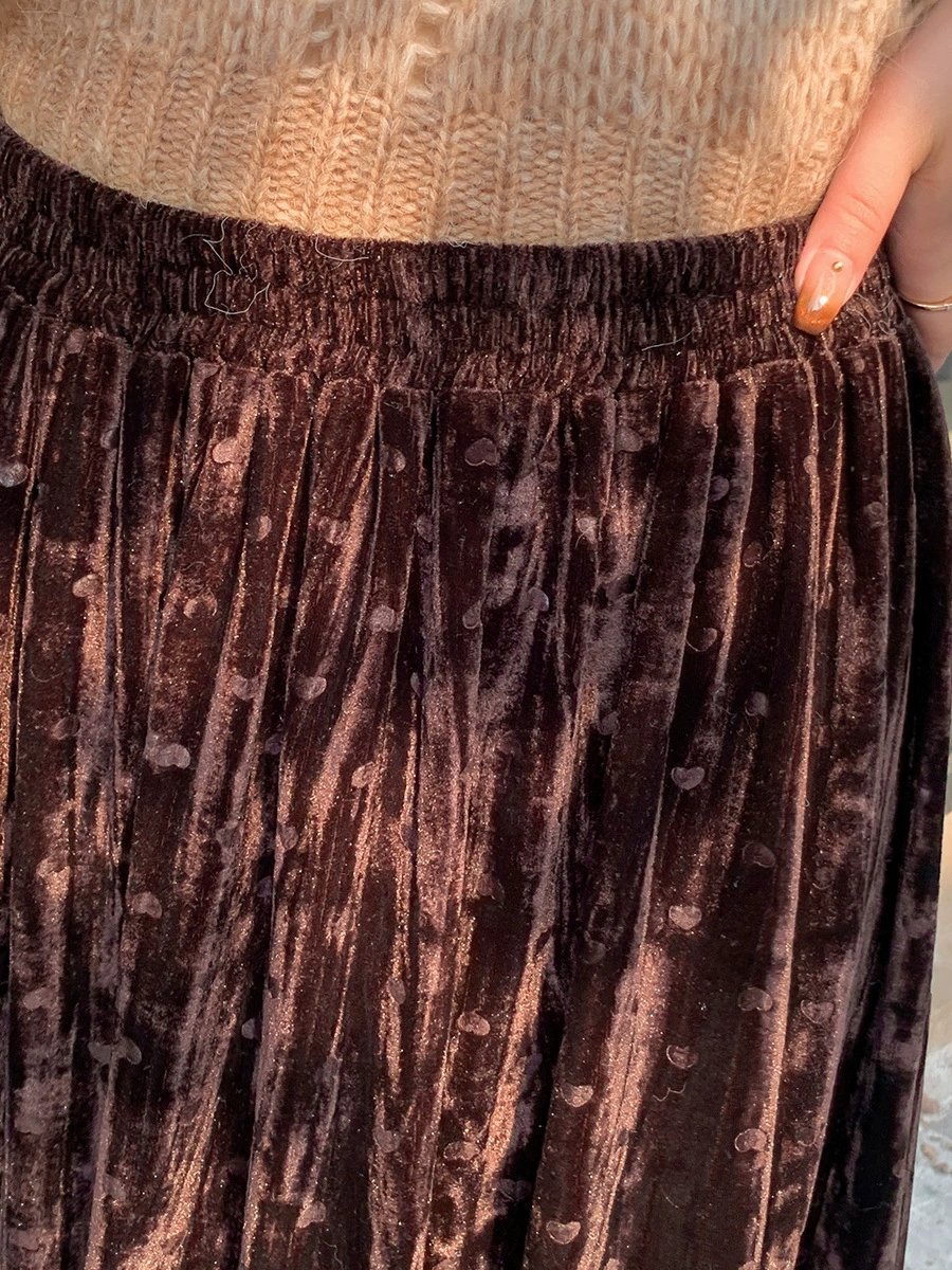 Long velvet skirt, (Physicals), thin weaving, plus size