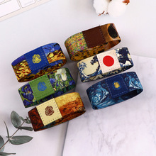 梵高弹力手腕带运动护腕热转印松紧涤纶织唛腕带外贸热销款