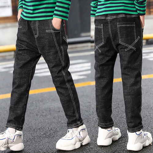 Boy's Jeans Spring and Autumn Children's Pants Kids' Outfits Big Kids Autumn Pants Boy's Spring Outfits Straight Leg Casual Streetwear Brand