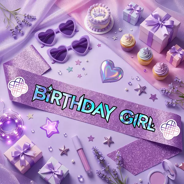 Amazon Purple Glitter Birthday Shoulder Straps Kpop Themed Birthday Party Decoration Supplies