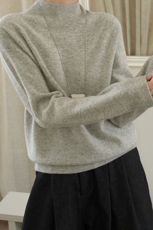 女式羊毛衫V领羊绒羊毛衫女上衣慵懒宽松长袖套头针织打底衫毛衣|undefined