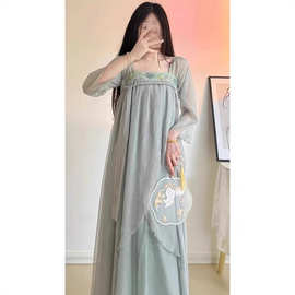 3067新中式国风复古汉元素改良汉服连衣裙夏季女茶歇仙女裙子森系