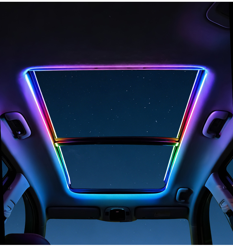 Cross-Border New Product Car Sunroof Ambient Light Led Colorful Rgb Flowing Light Strip Acrylic Interior Light Atmosphere Light