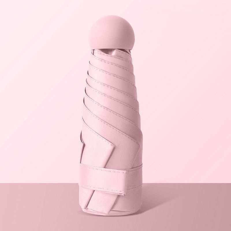 50% de descuento en paraguas de bolsillo ultraligero tipo cápsula, paraguas con revestimiento negro para protección solar, paraguas compacto para mujer, paraguas publicitario con protección UV personalizada.