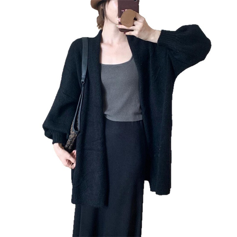 慵懒风中长款毛衣外套女2025秋新款韩版设级感宽松软糯针织衫外套|undefined