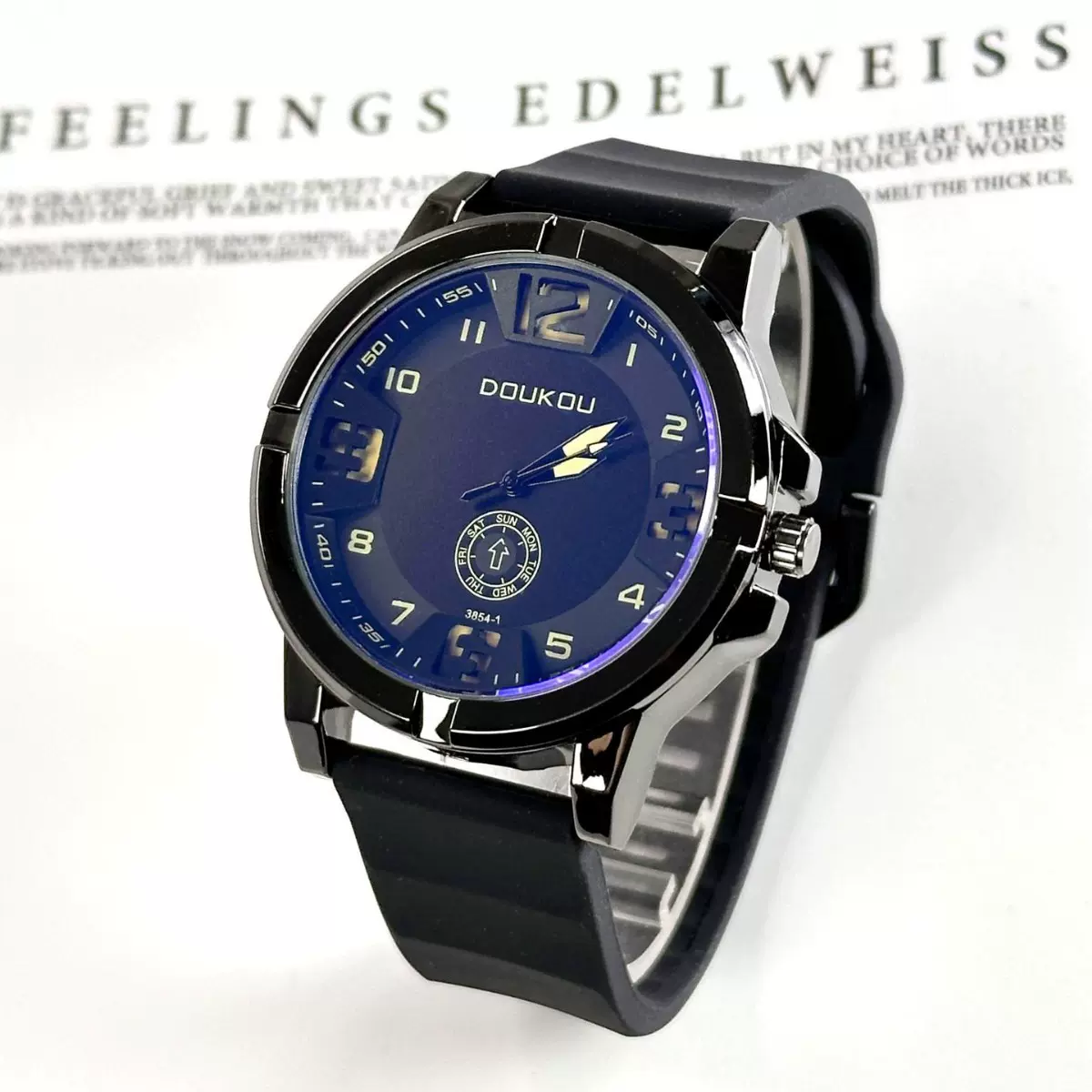 爆款男士石英手表蓝光硅胶运动腕表一件代发跨境热销男款表批发