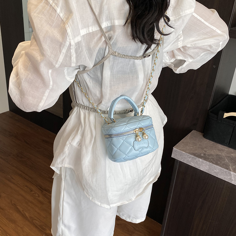Bolsa de hombro de estilo diamante bordado de color sólido para niños y niñas bolsas de caja mini para niños bolsas de cadena de comercio exterior transfronterizo