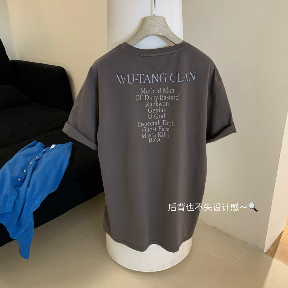 WGWE 2025 verano retro estampado lavado y viejo globo tabla de media manga superior camiseta de manga corta mujer W5603