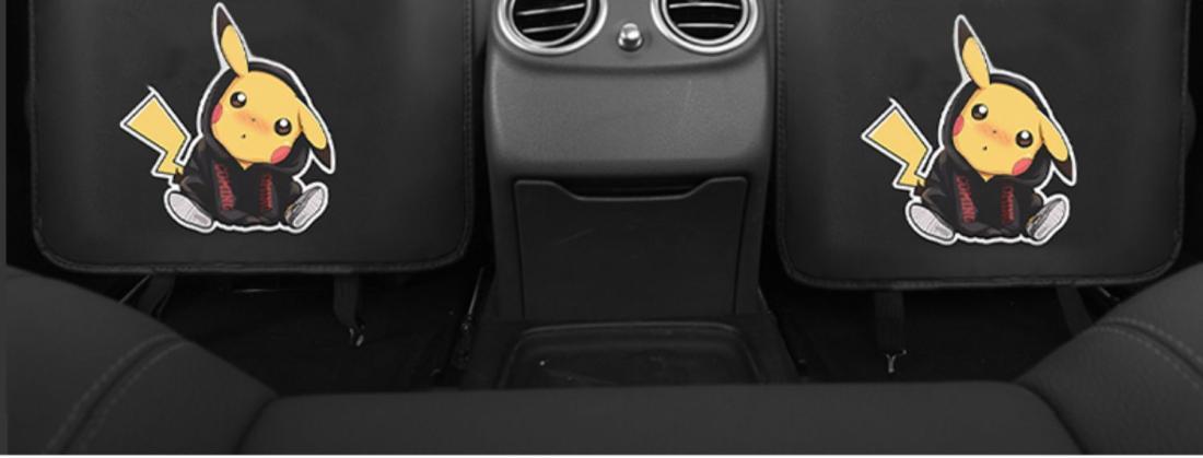 Car Seat Back Storage Bag Rear Seat Anti-kick Pad Protective Pad Back Hanging Bag Storage Bag Box Cartoon Pikachu
