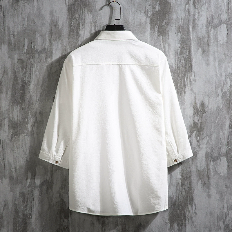 Summer Solid Shirt, Cotton-Linen Oversize, Plus-Size Casual Button-Up (M–7XL)