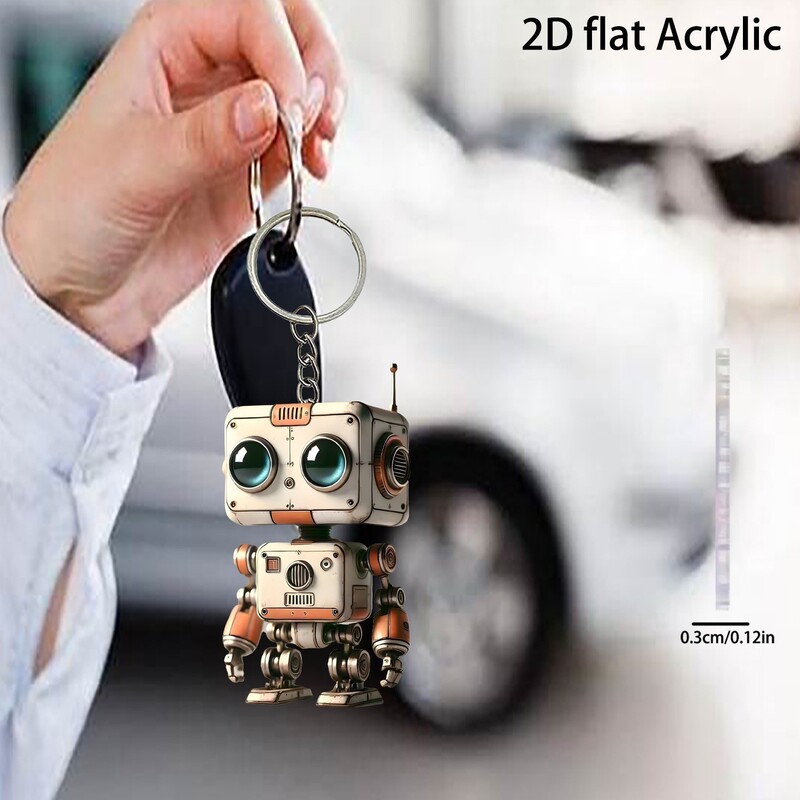 Flat Acrylic Keychain Robot Car Interior Pendant Personalized Creative Decoration Color-Changing Little Black Doll Flat Acrylic Keychain Robot Car Interior Pendant Personalized Creative Decoration Color-Changing Little Black Doll
