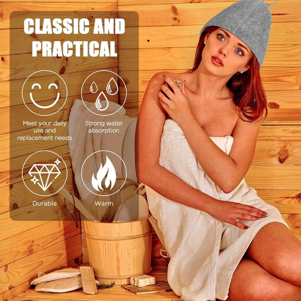 Absorbent Hair Drying Cap For Bathroom And Sauna In Grey_voghion.com