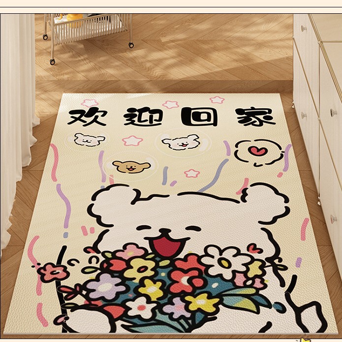 漫画の玄関ドアマット、拭いて洗えるPVC屋内汚れ防止フットマット、玄関ドアカーペット|undefined