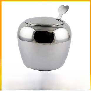 304 stainless steel seasoning tank household salt sugar condiments spice tank kitchen size apple sugar cup with spoon spoon wholesale