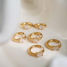 与瑜跨境热销不锈钢星星锆石方型耳环ins百搭日常耳圈速卖通直播