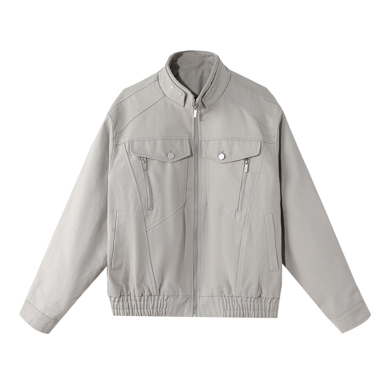 Izkz Jersey Style American Retro Wear-Resistant Jacket Autumn and Winter Windproof Stand-Up Collar Versatile Jacket Men's Couple Loose Top