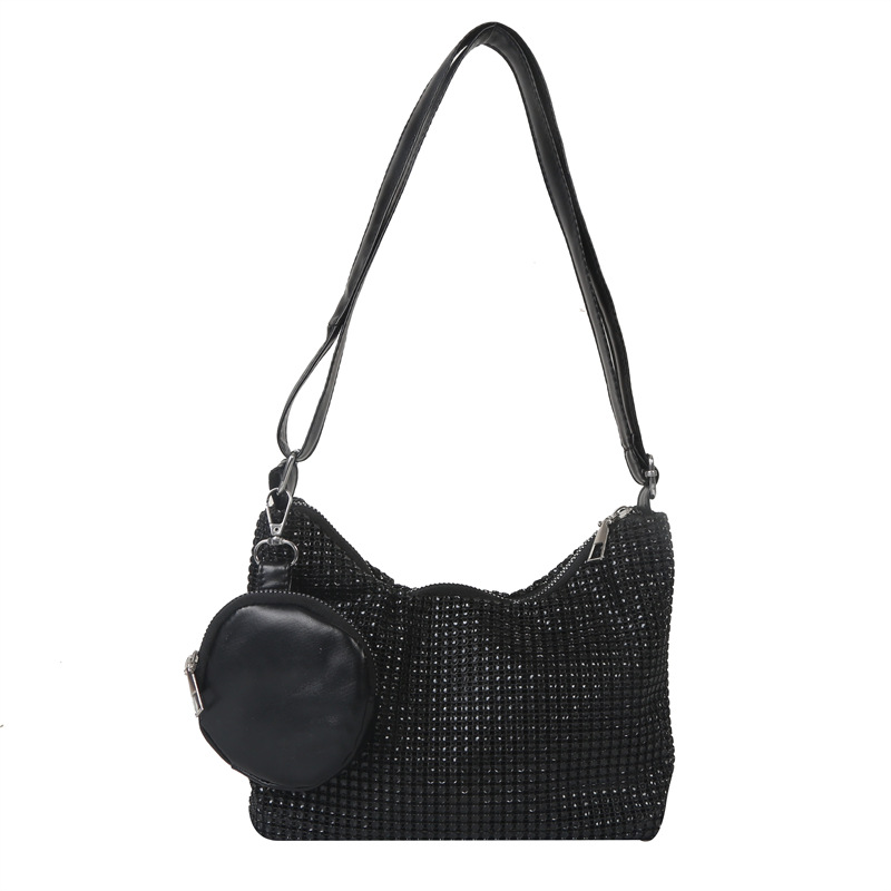 2023 primavera y verano nuevo bolso de hombro de estilo occidental elegante simple bolso de mujer de moda de diamantes de imitación de este año