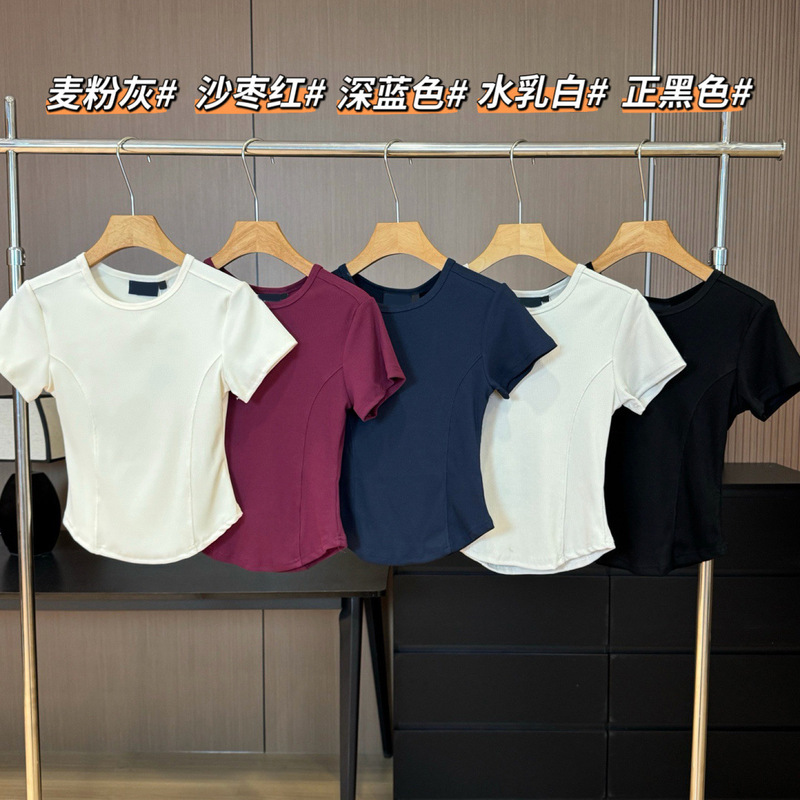 0515X2 Summer New Style Daily Sports Casual Fashionable Versatile Printed Slim Fit Round Neck Short-Sleeved T-Shirt for Women