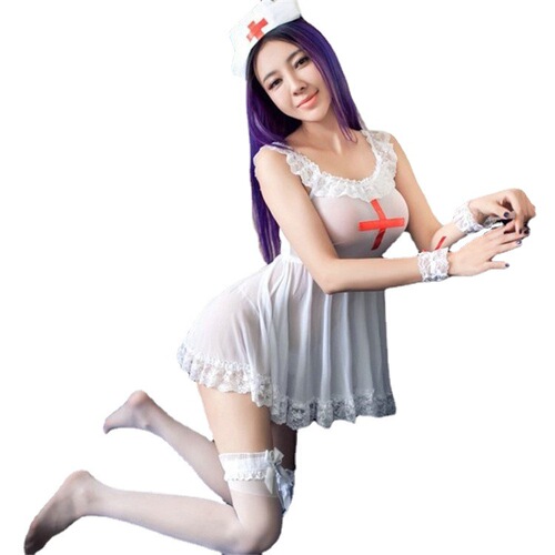 Sexy Uniform Nurse Uniform Temptation Sexy Mesh Uniform Cosplay Nurse Uniform Sexy Lingerie Passion Set