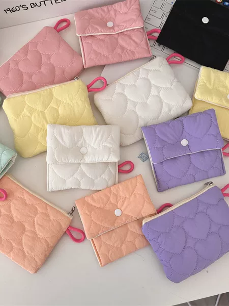 410121 Quilted Sanitary Bag Candy Color Storage Bag Mini Portable Sanitary Napkin Coin Purse
