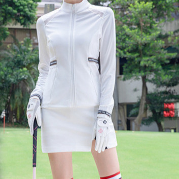Golf Women's Quick-drying Long-sleeved T-shirt Sunscreen High Collar Zipper Sexy Mesh Stretch Sports Cardigan Clothing