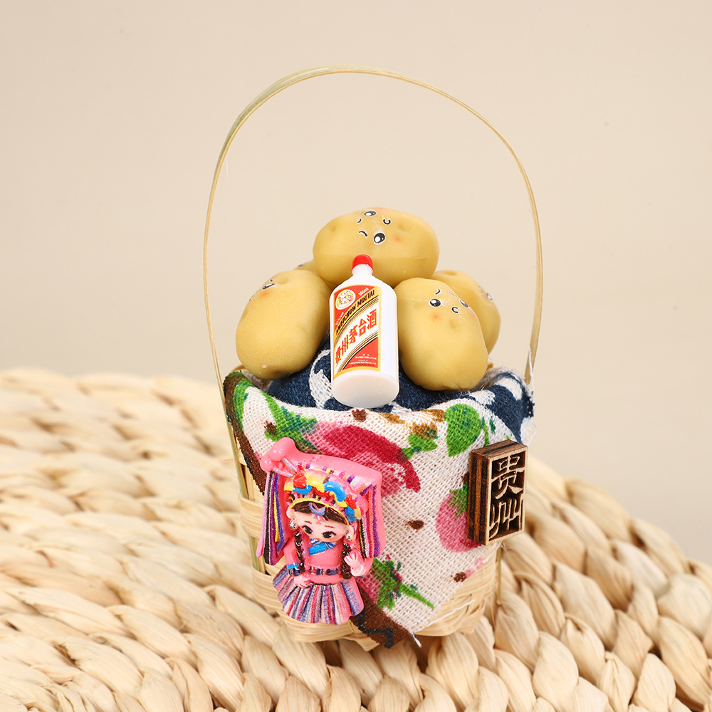 国潮土豆篮子立体冰箱贴贵州少数民族风特色磁性贴旅游纪念品装饰
