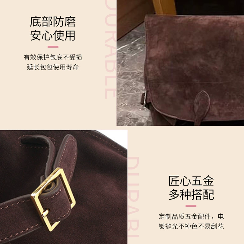 Retro capacious matte one-shoulder bag, shoulder bag, genuine leather