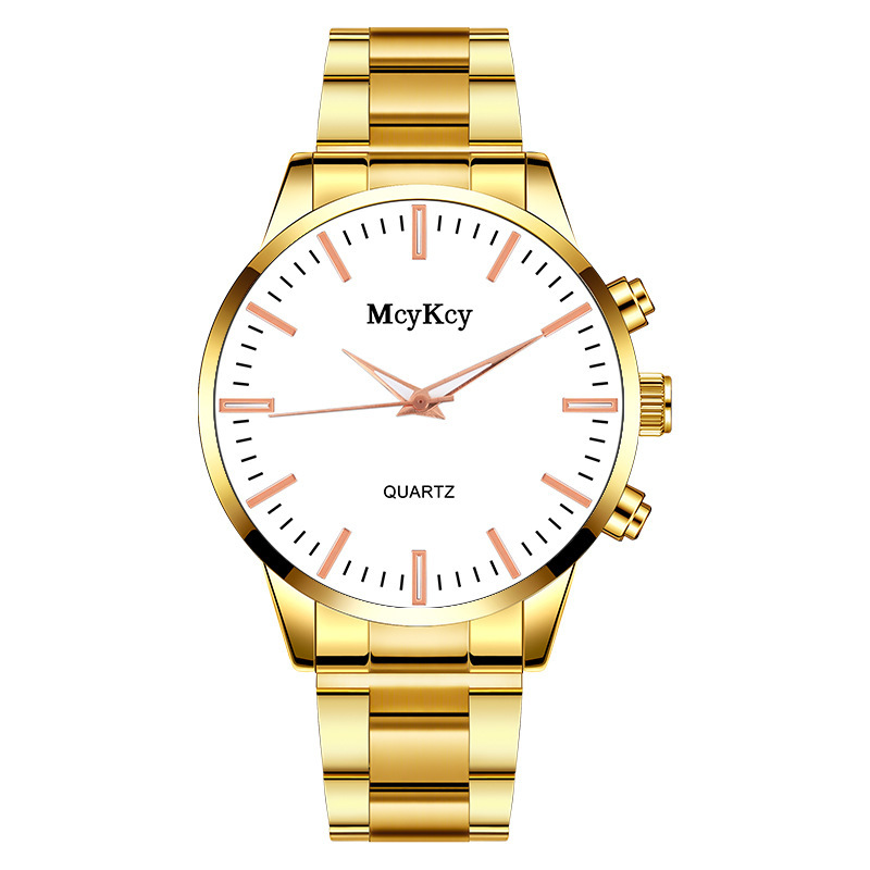 Montre mécanique non entièrement automatique en acier à quartz pour hommes, bracelet en or_voghion.com