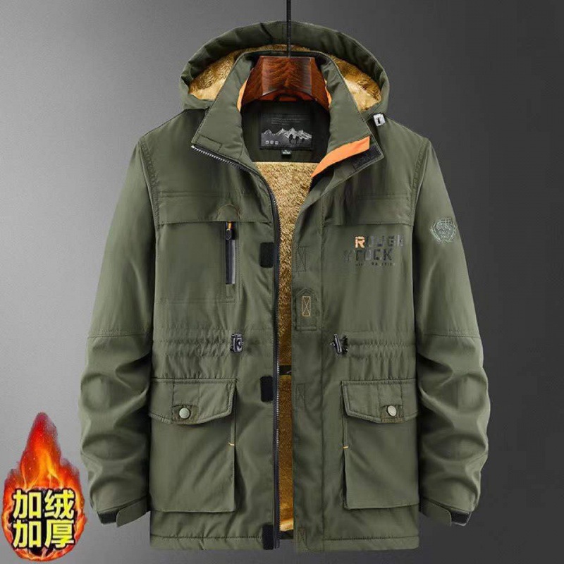Invierno de algodón grueso chaqueta de hombre a prueba de viento impermeable traje de montaña chaqueta de asalto de hombre chaqueta de bolsillo grande