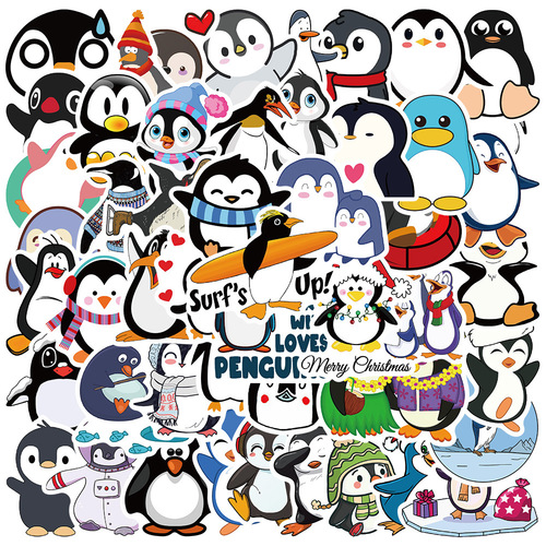 50 cute cartoon penguin animal stickers, graffiti, luggage, motorcycles, computer toys, wallets, waterproof stickers