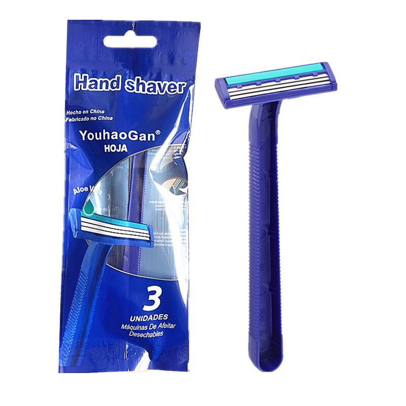 Comercio exterior Venta caliente de acero inoxidable de tres capas hoja de afeitar desechable maquinilla de afeitar de los hombres 3 paquete en stock