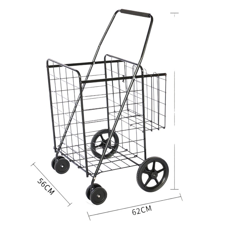 Household Foldableing Shopping Cart Portable Elderly Shopping Cart Large Capacity Stall Management Cargo Handling Push Trailer