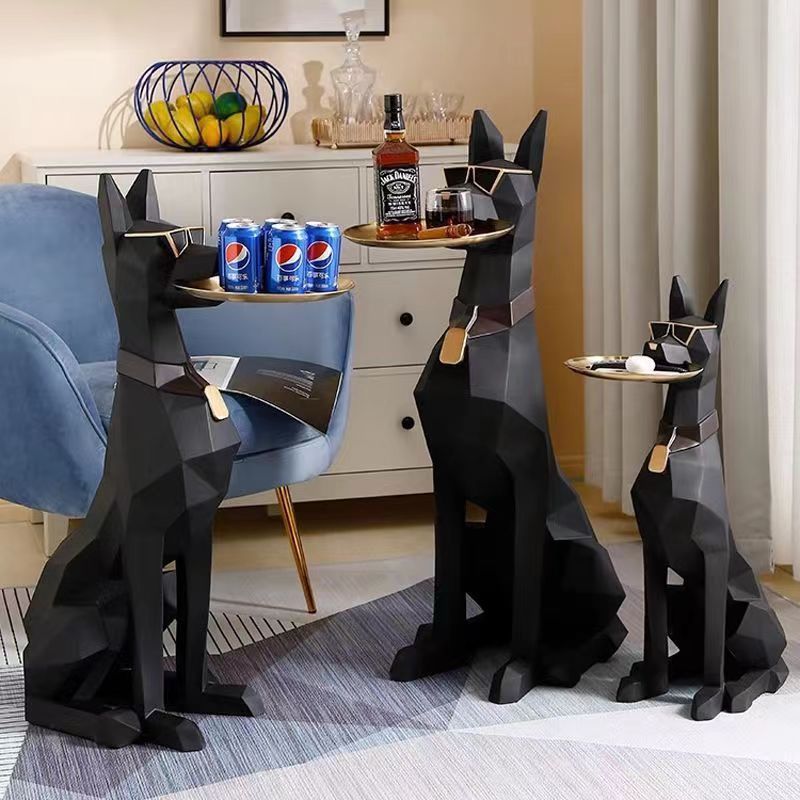 轻奢风落地杜宾犬收纳招财大号摆件乔迁开业送礼物客厅家居装饰品