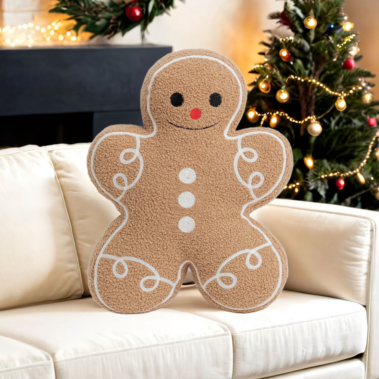 Navidad transfronteriza Gingerbread hombre almohada encantadora creativa atmósfera festiva decoración del hogar sofá Gingerbread hombre almohada almohada