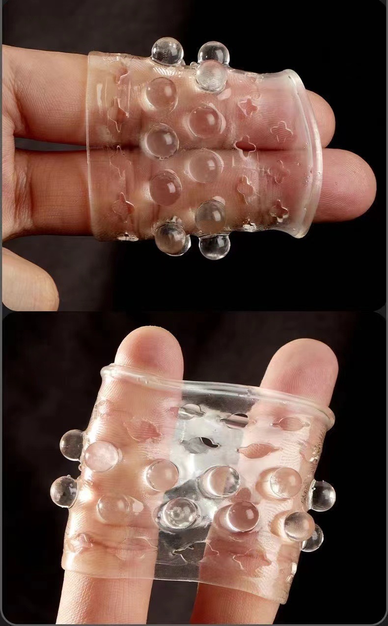 Double-Row Bead Silicone Penis Ring, Soft Textured Adult Sleeve Ring — detail image 2