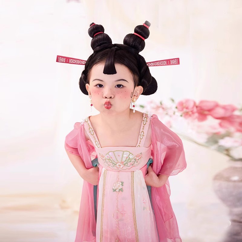 套装儿童女童汉服中国风唐装夏季洋气连衣裙女孩襦现货现发雪纺