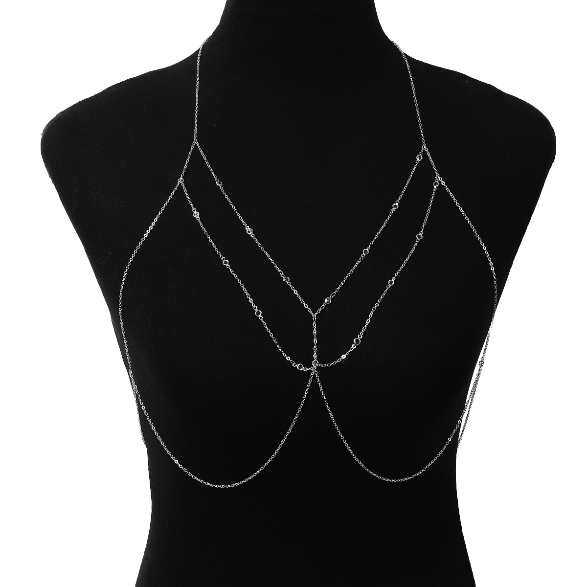 跨境熱采胸飾飾品 多層合金鍊條掛脖項鍊 夜店沙灘性感身體鏈配飾