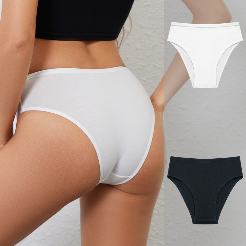 Cross-Border 40-Count Combed Cotton Women's Panties, Breathable, Hip-Lifting, European and American Style, Mid-Waist, High Elasticity, Pure Cotton, Anti-Chafing Briefs