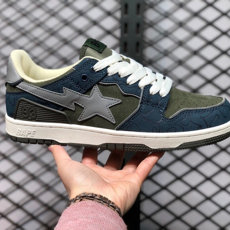 BAPESTA SK8 COURT DUNK zapatos vibe meteorito negro verde zapatos casuales de skate baja zapatos de hombre