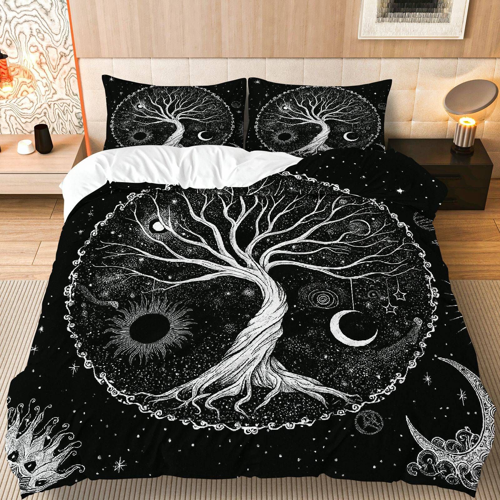 TEMU / JIT transfronterizo para brillante árbol de vida polido impresión digital kit de edredón textil para el hogar