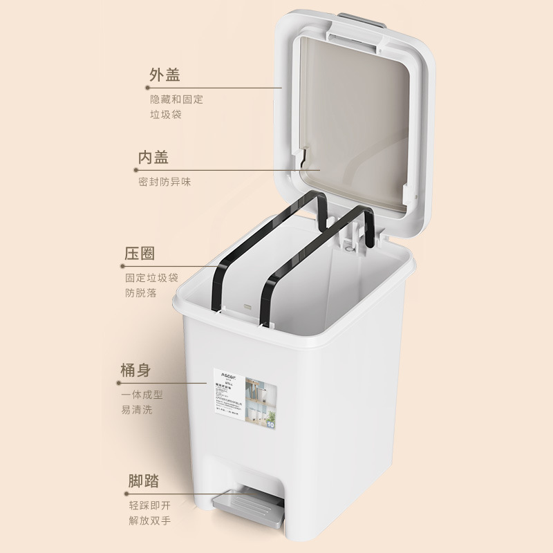 ゴミ箱家庭用 2025 新しいキッチンバスルームトイレリビングルーム寝室蓋付き商業足踏み式紙バスケット|undefined