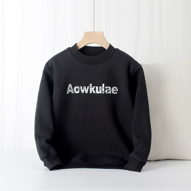 Autumn and Winter Korean Style New Children's Clothing Boys' Fleece Sweatshirts, Medium and Large Children's Thickeneded Warm Turtleneck Children's Sweatshirts Wholesale