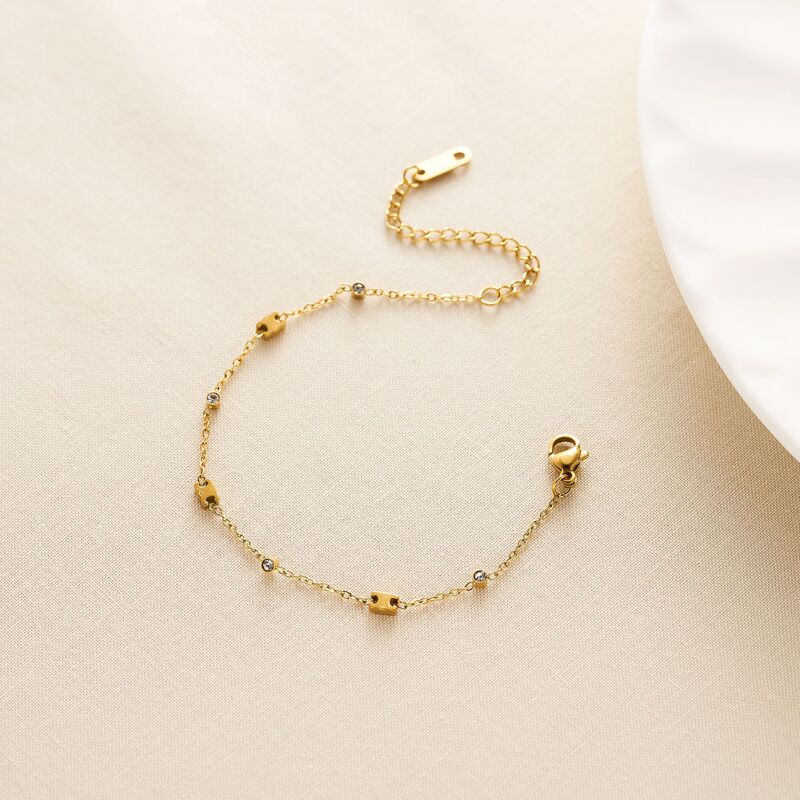 チタン鋼非退色腐食凱旋門ダイヤモンドブレスレットクロスボーダー新しい 18k ゴールドハイエンドドーパミンブレスレット|undefined