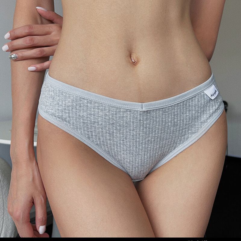 Cross-Border Export European and American Pure Cotton Underwear for Women, Comfortable, Breathable, Skin-Friendly, Simple Mid-Waist Triangle Shorts, Sexy Butt Lift