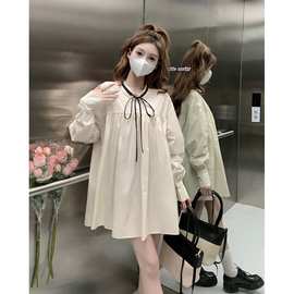 奶香假期春季新款韩版小个子日系可爱衬衫娃娃裙棉质连衣裙 实拍