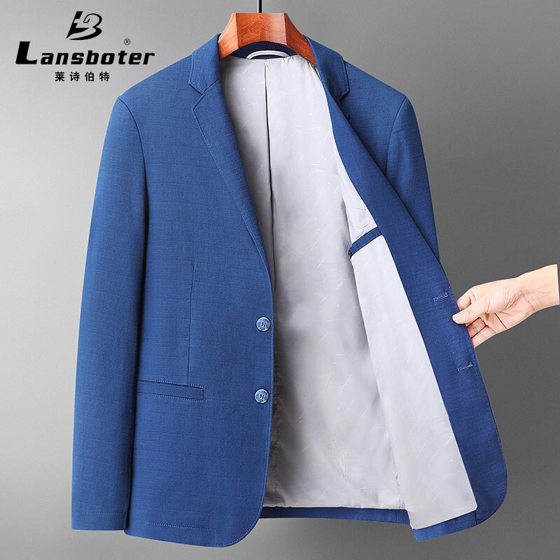 2024 Spring and Autumn Cotton Small Suit Men's Casual Suit Stretch Breathable Cotton Single Casual Suit Slim Trendy Jacket