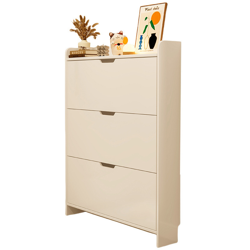 Núcleo de madera sólida ultra delgada cabina de zapatos plegable gabinete de almacenamiento de puerta doméstica integrado contra la pared nuevo portail armario rack de zapatos
