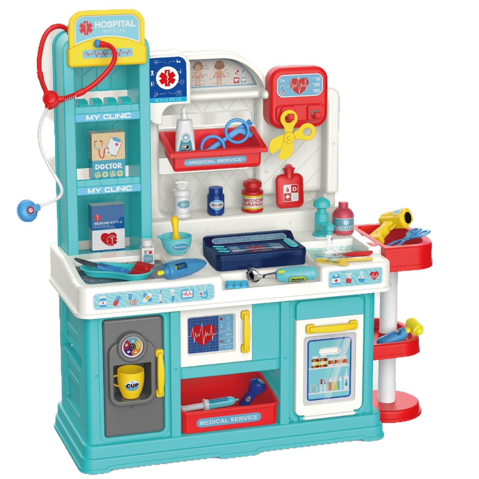 Estetoscopio de inyección sonora y óptica de simulación transfronteriza para niños mesa de herramientas médicas de salida de agua dentista médico juguete médico familiar