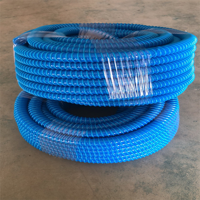 塑筋缠绕蓝色PVC给排水输送连接管19mmPVC波纹软管现货下水管