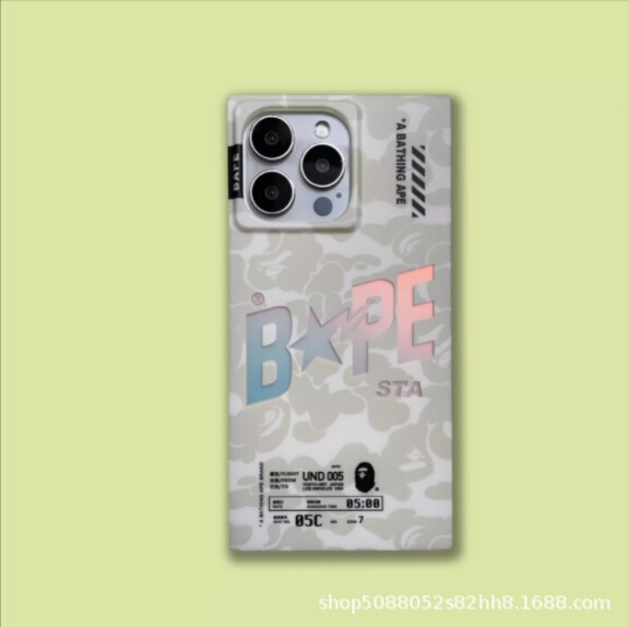 Ape Head 15Pro Max Mobile Phone Case iphone14 Drop-Resistant 13Pro Square Straight Edge Protective Case Hard Bottom